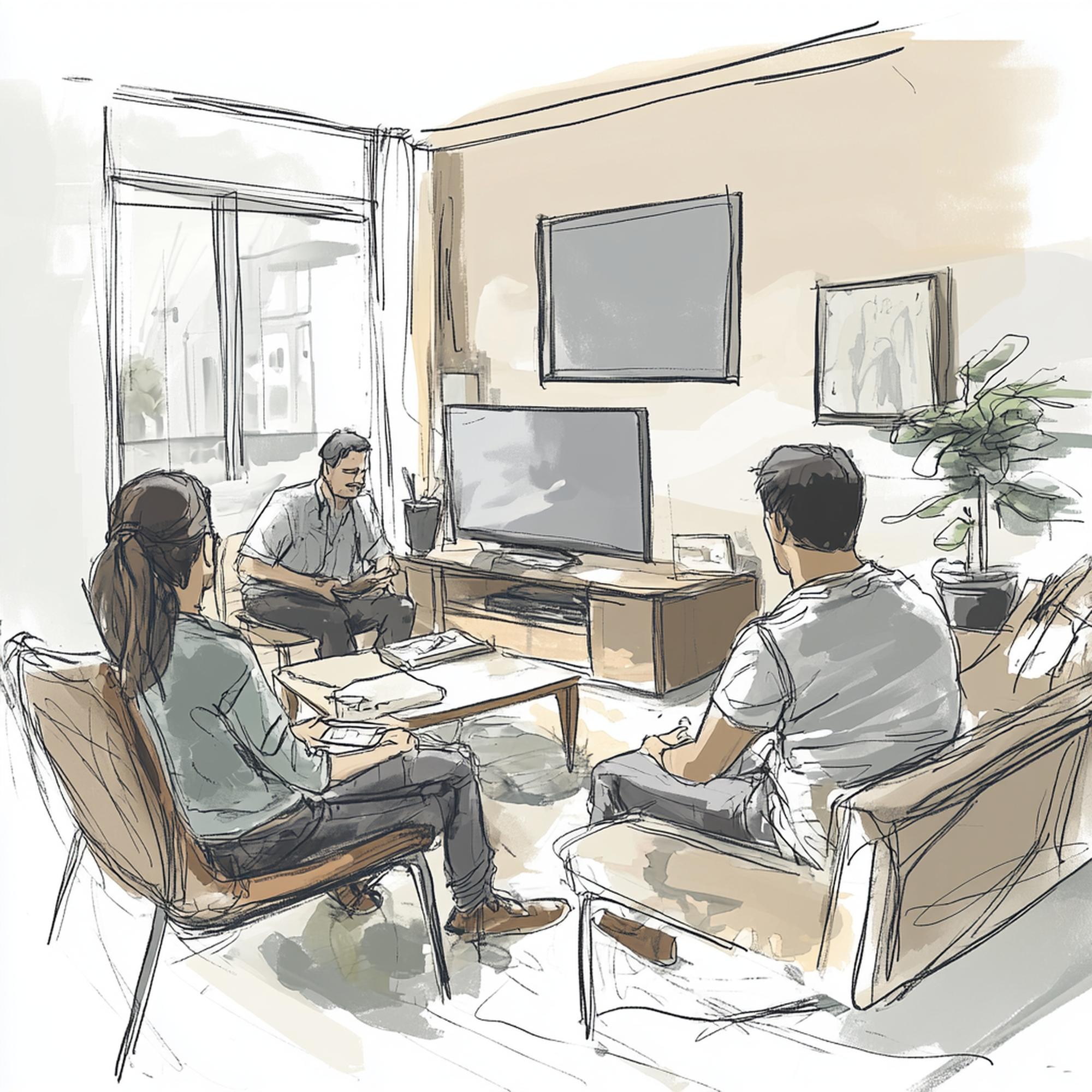 Photo: local studio meeting with sketches